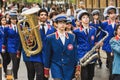 Nicosia, Cyprus-October 28, 2019: high school students from different schools in uniform participate in a solemn parade dedicated