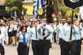 Nicosia, Cyprus-October 28, 2019: high school students from different schools in uniform participate in a solemn parade dedicated