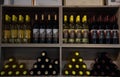 Wine cellar shop selling variety of local wines. Red and white wine Royalty Free Stock Photo