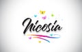 Nicosia Handwritten Vector Word Text with Butterflies and Colorful Swoosh