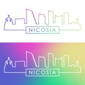 Nicosia skyline. Colorful linear style.