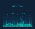 Nicosia skyline Cyprus vector city linear style