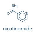 Nicotinamide drug and vitamin molecule. Skeletal formula.