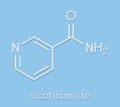 Nicotinamide drug and vitamin molecule. Skeletal formula.