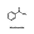 Nicotinamide drug and vitamin molecule. Skeletal formula on white background