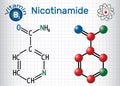 Nicotinamide NAA molecule, is a vitamin B3 found in food, use