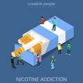 Nicotine addiction cigarette pack flat isometric vector 3d Royalty Free Stock Photo