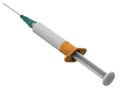 Nicotine addiction. Medical syringe stylized like cigarette