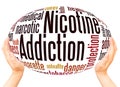 Nicotine addiction word cloud hand sphere concept Royalty Free Stock Photo
