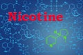 Nicotine. Chemical formula, molecular structure. 3D rendering