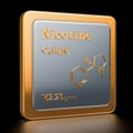 Nicotine. Icon, chemical formula, molecular structure. 3D render