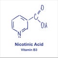 Nicotinic acid chemical structure. Vector illustration Hand drawn.