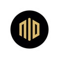 NID or NIO Letter Logo Template, Gold and Black Color Icon Concept Royalty Free Stock Photo