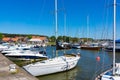 Nida. Yachts in the lagoon. Royalty Free Stock Photo