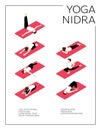 Nidra Yoga Isometric Poses Set Cartoon Vector Character Royalty Free Stock Photo
