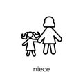 niece icon. Trendy modern flat linear vector niece icon on white