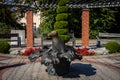 A bronze seal statue at Foka Depka square in Niechorze, Baltic sea coast, Poland.