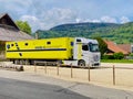 Niederbipp, Switzerland, 15. June 2021: Covid Vaccination Truck, mobile Vaccination Center for Villages in Switzerland