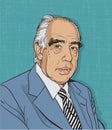 Niels Bohr isolated cartoon portrait, vector