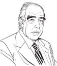 Niels Bohr isolated cartoon portrait, vector