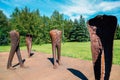 Nierozpoznani sculptures of Artist Magdalena Abakanowicz at Cytadela Park in Poznan, Poland