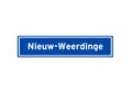 Nieuw-Weerdinge isolated Dutch place name sign. City sign from the Netherlands.