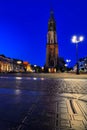 Nieuwe Kerk (New Church) in Delft by Night Royalty Free Stock Photo