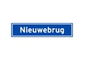 Nieuwebrug isolated Dutch place name sign. City sign from the Netherlands.