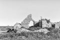 Historic ruin at Matjiesfontein farm in the Northern Cape. Monochrome