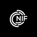 NIF letter logo design. NIF monogram initials letter logo concept. NIF letter design in black background Royalty Free Stock Photo