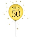 Nifty Fifty birthday balloon on white background. Royalty Free Stock Photo