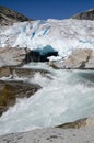 Nigardsbreen glacier mouth and meltwater river, Norway Royalty Free Stock Photo