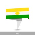 Niger Country flag. Folded ribbon banner flag