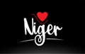 Niger country text typography logo icon design on black background