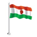 Niger Flag. Isolated Realistic Wave Flag of Niger Country on Flagpole