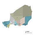 Niger higt detailed map with subdivisions