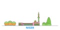 Niger line cityscape, flat vector. Travel city landmark, oultine illustration, line world icons