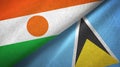 Niger and Saint Lucia two flags textile cloth, fabric texture