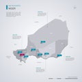Niger vector map with infographic elements, pointer marks