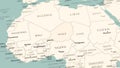 Niger on the world map. Smooth map rotation. 4K animation