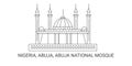 Nigeria, Abuja, Abuja National Mosque, travel landmark vector illustration