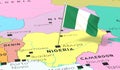 Nigeria, Abuja - national flag pinned on political map
