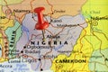 Nigeria capitol Abuja pinned map.