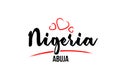 Nigeria country with red love heart and its capital Abuja creative typography logo design