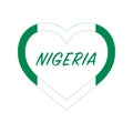 Nigeria flag in heart. I love my country. sign. Stock vector illustration isolated on white background Royalty Free Stock Photo