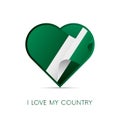 Nigeria flag in heart. I love my country. sign. Vector illustration. Royalty Free Stock Photo