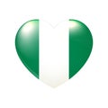 Nigeria flag in heart. Vector emblem icon. Country love symbol. Isolated eps10 Royalty Free Stock Photo