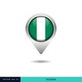 Nigeria flag map pin vector design template. Royalty Free Stock Photo