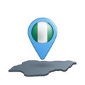 Nigeria flag map pin on white Royalty Free Stock Photo