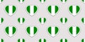 Nigeria flag seamless pattern. Nigerian national flags stikers. Vector love hearts symbols. Background for sports pages, travel, g